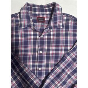 UNTUCKit Mens XL Button Down Shirt Blue Pink Plaid Long Sleeve Casual